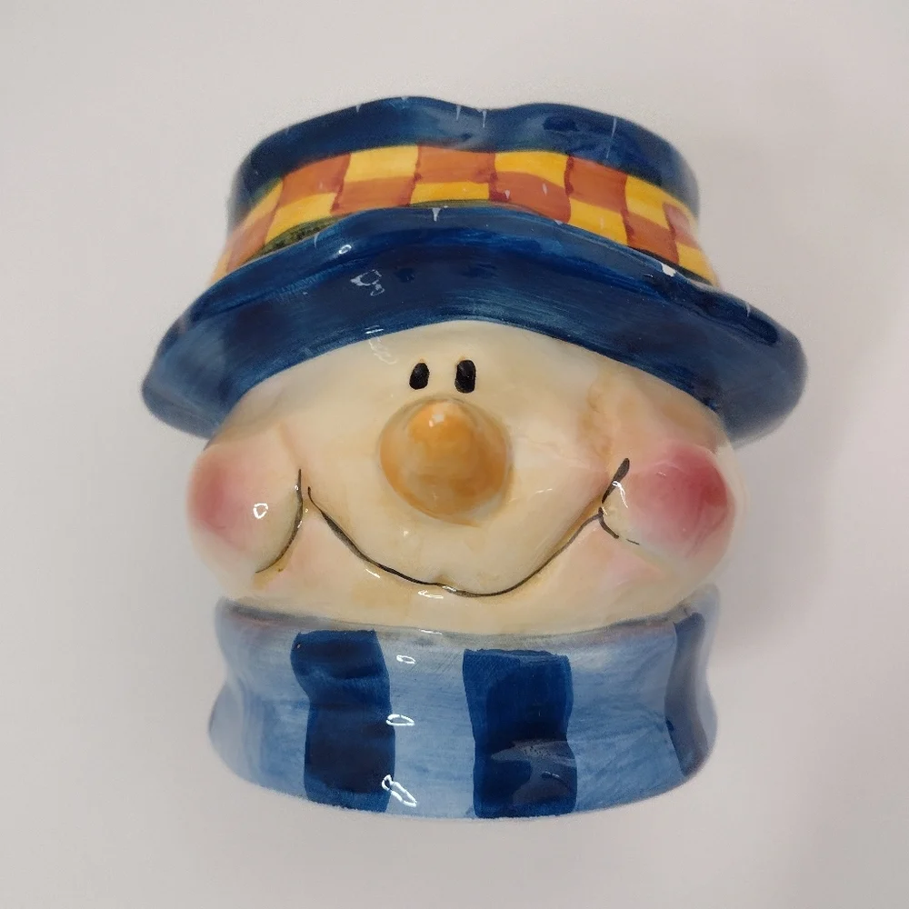 Snowman Candleholder with Colorful Hat Christmas